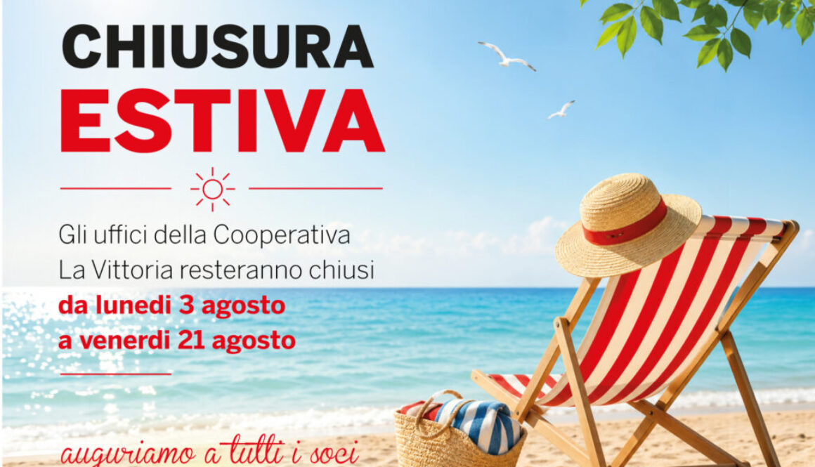 Chiusura estiva uffici Cooperativa Edificatrice La Vittoria dal 3 al 21 agosto 2026